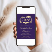 Elegant Script Paarse College Graduation Party Kaart