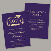 Elegant Script Paarse College Graduation Party Kaart