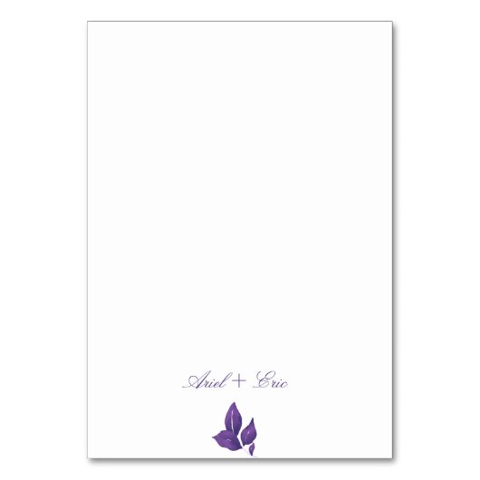 Elegant Script Paarse en gouden bruiloft Kaart (Achterkant)