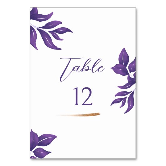 Elegant Script Paarse en gouden bruiloft Kaart (Voorkant)