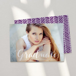 Elegant Script Paarse foto Afstuderen Aankondiging
