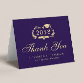 Elegant script Paarse gouden Afstuderen Bedankkaart