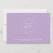 Elegant Script, Paarse Lavendel Eenvoudige Trouwda Save The Date (Achterkant)