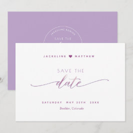 Elegant Script, Paarse Lavendel Eenvoudige Trouwda Save The Date