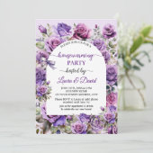 Elegant script Paarse Rozen housewarming party Kaart (Staand voorkant)