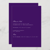 Elegant script Paarse Verloving uitnodiging (Voorkant / Achterkant)