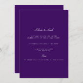 Elegant script Paarse Verloving uitnodiging (Voorkant / Achterkant)