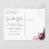 Elegant Script Paarse Waterverf Save the Date Aankondigingskaart (Achterkant)