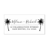 Elegant Script & Palm Trees Wedding Return-adres Rubberstempel (Afrduk)