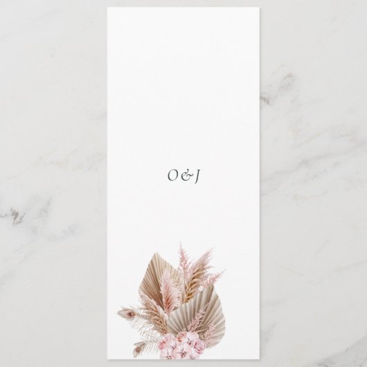 Elegant Script Pampas Grass Wedding  Menu (Achterkant)