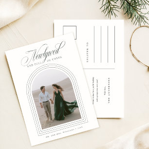 Elegant Script Pas getrouwd Kerstfoto Vakantie Briefkaart