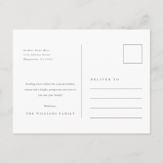 Elegant Script Pas getrouwd Kerstfoto Vakantie Briefkaart (Achterkant)