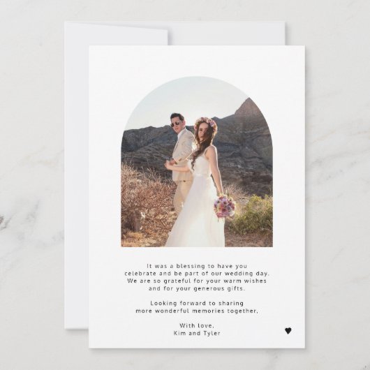 Elegant script pasgetrouwden trouwfoto bedankt kaart (Achterkant)