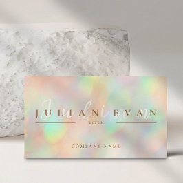 Elegant Script Pastel Glitter Holografische Schoon Visitekaartje