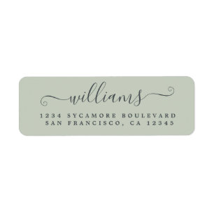 Elegant Script Pastel Green Family Return-adres Etiket
