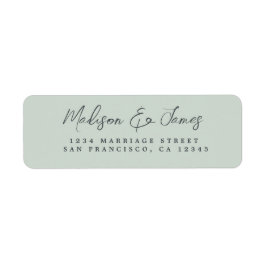 Elegant Script Pastel Green Wedding Return Address Etiket