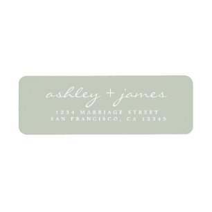 Elegant Script Pastel Green Wedding Return Address Etiket