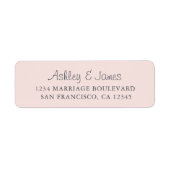 Elegant Script Pastel Pink Weduwadres Rendement Etiket (Voorkant)