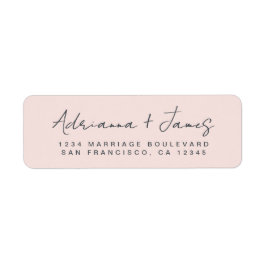 Elegant Script Pastel Pink Weduwadres Rendement Etiket