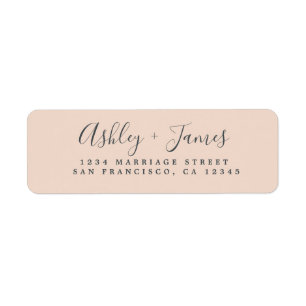 Elegant Script Pastel Pink Weduwadres Rendement Etiket