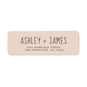 Elegant Script Pastel Pink Weduwadres Rendement Etiket (Voorkant)