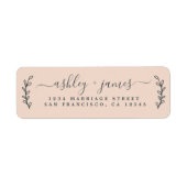 Elegant Script Pastel Pink Weduwadres Rendement Etiket (Voorkant)