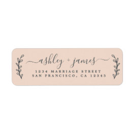 Elegant Script Pastel Pink Weduwadres Rendement Etiket