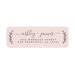 Elegant Script Pastel Pink Weduwadres Rendement Etiket