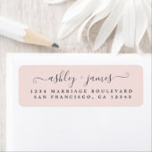Elegant Script Pastel Pink Weduwadres Rendement Etiket (Insitu)