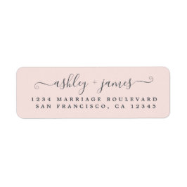 Elegant Script Pastel Pink Weduwadres Rendement Etiket