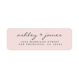 Elegant Script Pastel Pink Weduwadres Rendement Etiket
