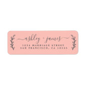 Elegant Script Pastel Pink Weduwadres Rendement Etiket (Voorkant)