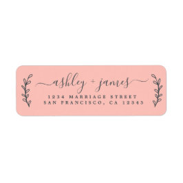 Elegant Script Pastel Pink Weduwadres Rendement Etiket