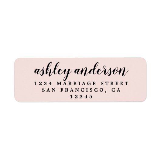 Elegant Script Pastel Roze Return-adres Etiket (Voorkant)