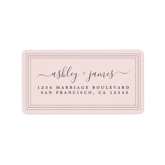 Elegant Script Pastelroze Huwelijksretouradres Etiket (Voorkant)