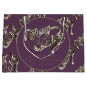 Elegant Script Pattern Eggplant Paarse Kerstmis Groot Cadeauzakje (Voorkant)