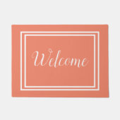 Elegant Script Peach Welkom Deurmat (Voorkant)