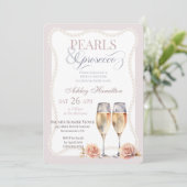 Elegant script Pearls & prosecco Bridal shower  Kaart (Staand voorkant)