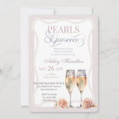 Elegant script Pearls & prosecco Bridal shower  Kaart (Voorkant)