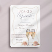 Elegant script Pearls & prosecco Vrijgezellenfeest Kaart