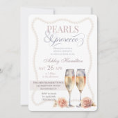 Elegant script Pearls & prosecco Vrijgezellenfeest Kaart (Voorkant)