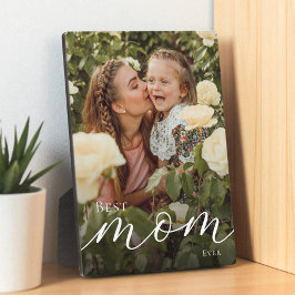 Elegant Script Personalized Best Mom Ever Photo Fotoplaat