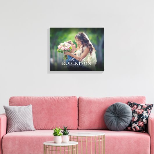 Elegant Script Personalized Weddencanvas Print (Insitu (Woonkamer))