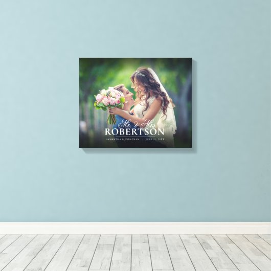 Elegant Script Personalized Weddencanvas Print (Insitu (Houten vloer))