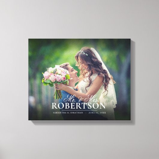 Elegant Script Personalized Weddencanvas Print (Voorkant)