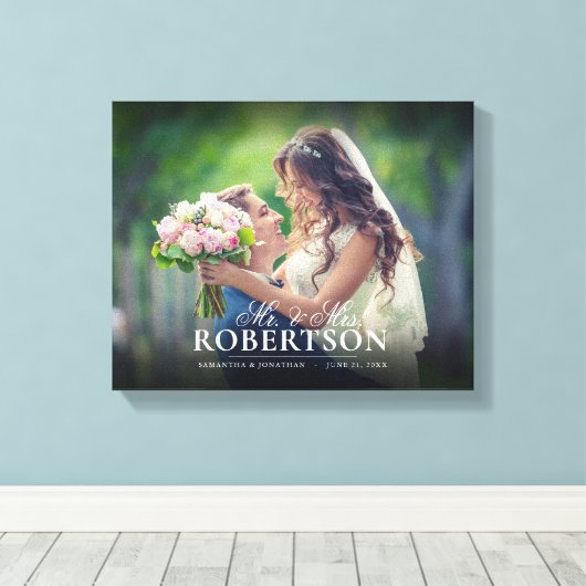 Elegant Script Personalized Wedding Canvas Afdruk (Insitu (Houten vloer))