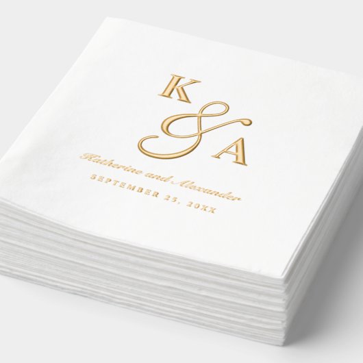 Elegant Script Persoonlijk Trouwlogo Echt Folie Servetten (Detail)