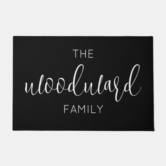 Elegant Script Persoonlijke familienaam zwart Deurmat (Voorkant)