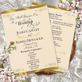 Elegant Script - Perzik Parel/Gouden Bruiloft Programmakaart