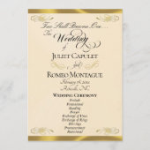 Elegant Script - Perzik Parel/Gouden Bruiloft Programmakaart (Voorkant)